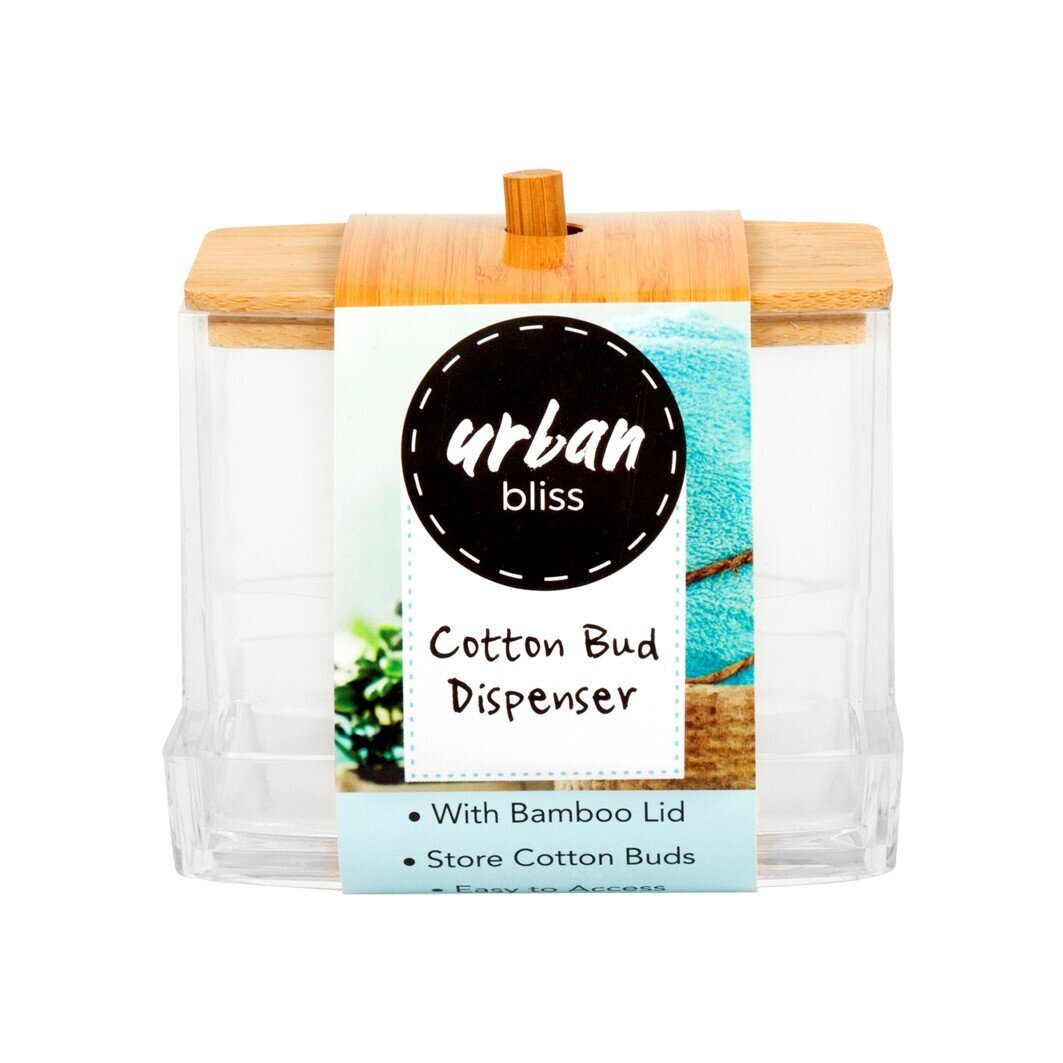 GIFT URBAN BLISS 9X7X7.5CM BAMBOO LID COTTON BUD HOLDER