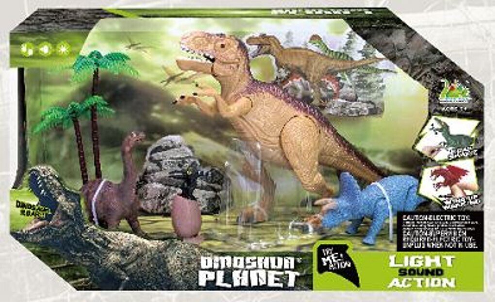 SP- TOY DINOSAUR LIGHT & SOUND 22CM WITH EXTRA PIECES