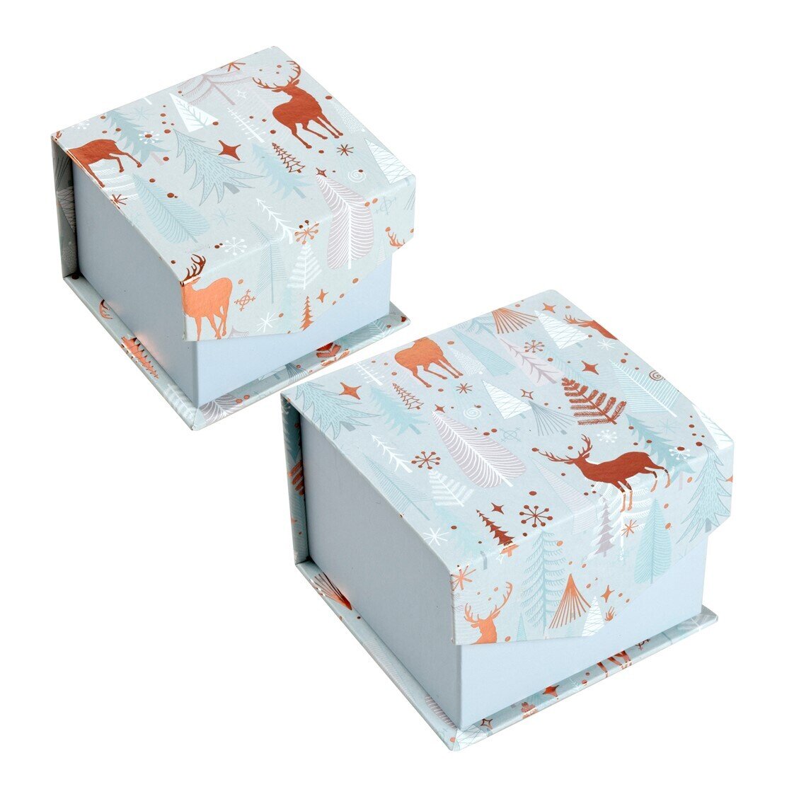 GIFT BOX XMAS 110 & 80MM SET OF 2 FLIP LID WITH GLOD FOIL & BOW