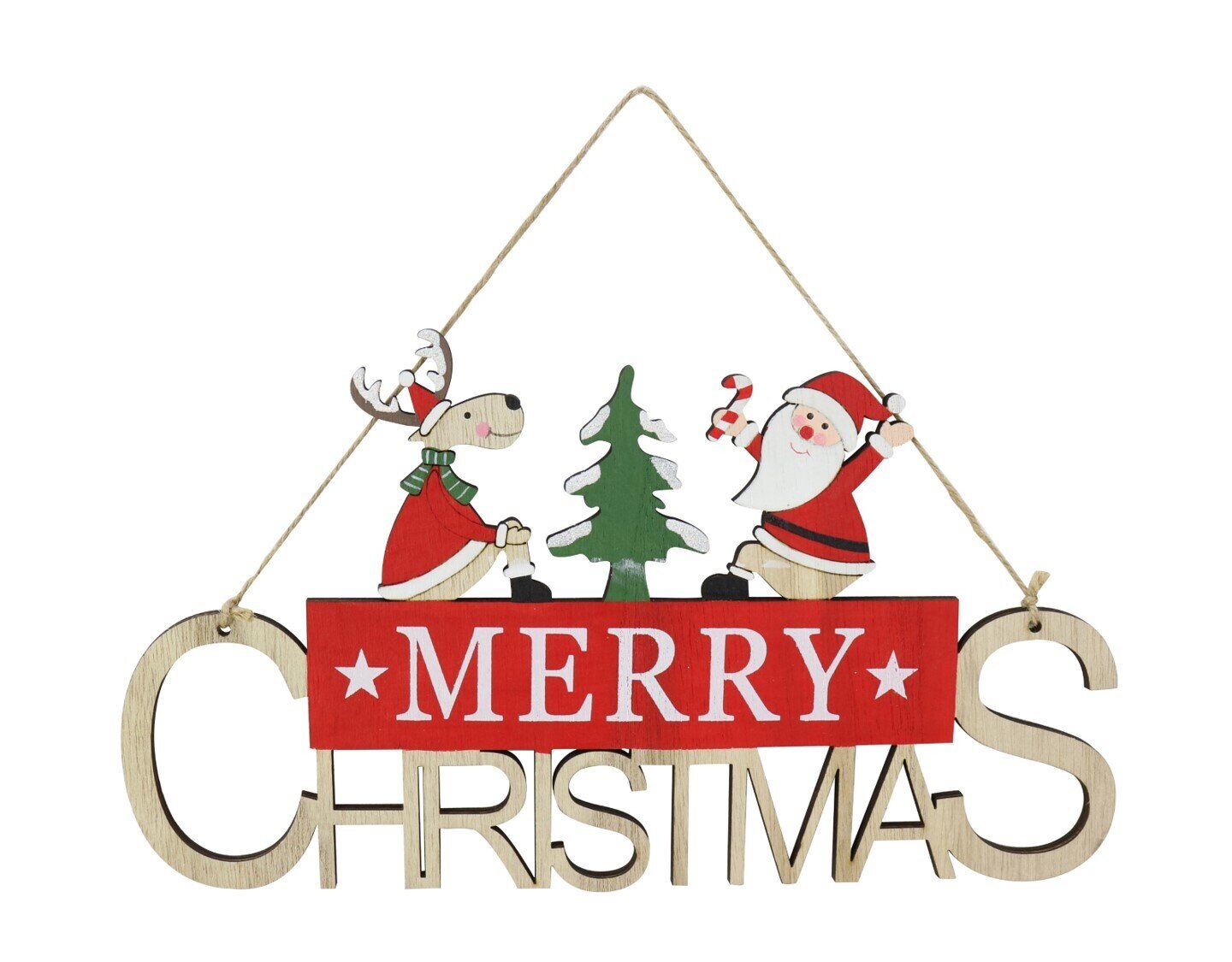 XMAS DECO 30CM SIGN MERRY CHRISTMAS SANTA