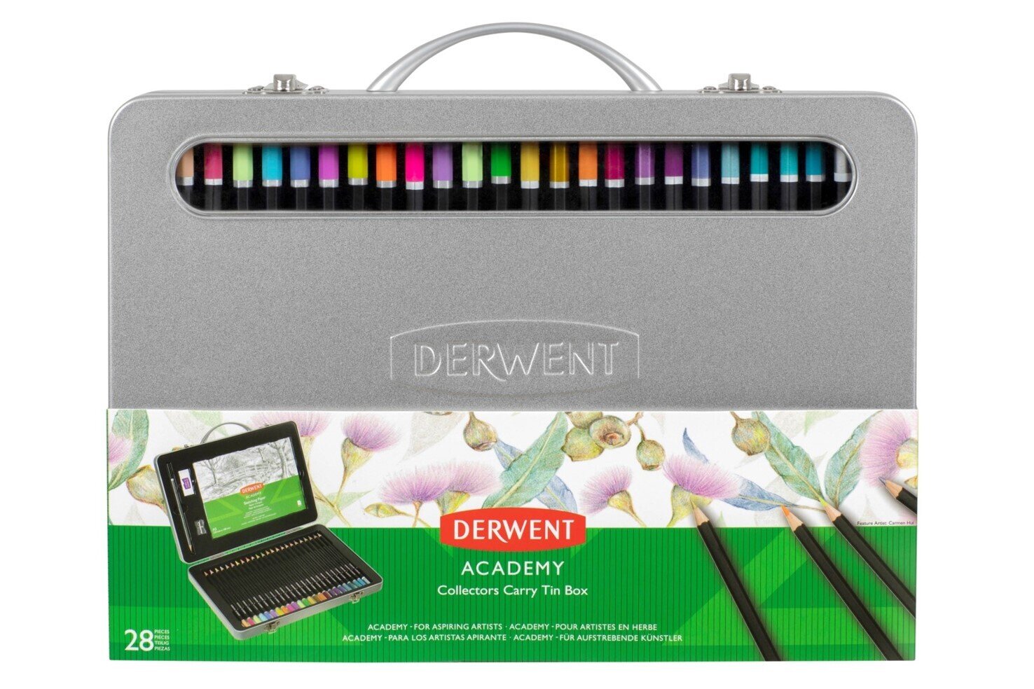 ART SET DERWENT ACRYLIC COLOUR PENCIL CARRY TIN OF 24