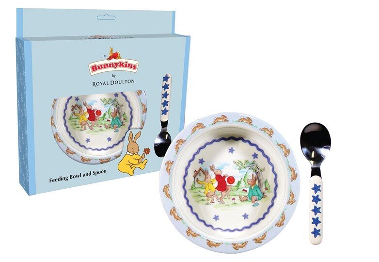 BABY GIFT BUNNYKINS FEEDING BOWL & SPOON SHINNING STARS