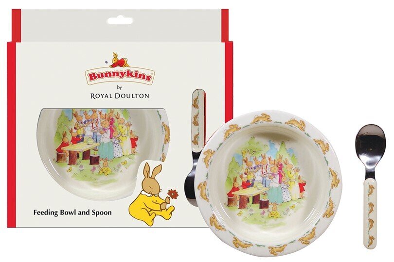 BABY GIFT BUNNYKINS FEEDING BOWL & SPOON RUNNING