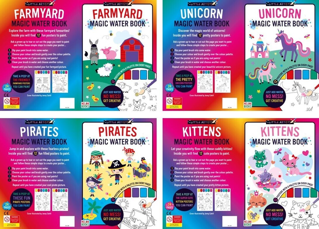 BOOK KIDS COLOURING MAGIC WATER 6 X 4 ASSTD TITLES PK24