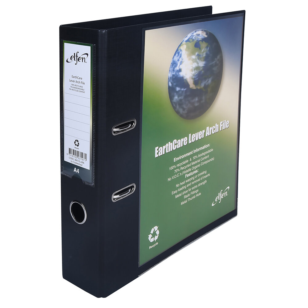SP- LEVER ARCH FILE EARTHCARE A4 INSERT 65MM BLACK