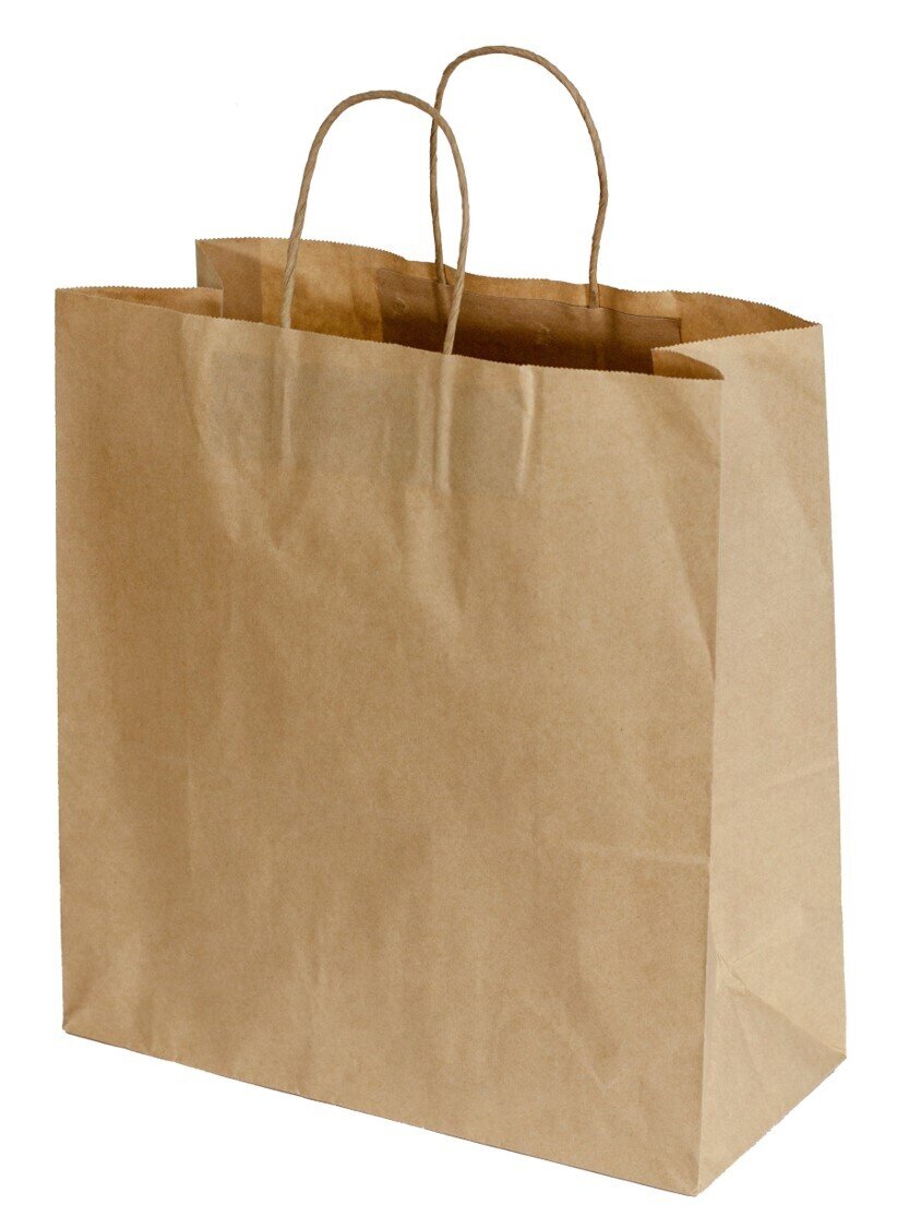 BAG CARRY KRAFT PAPER TWIST HANDLE 340x320x145MM CTN250