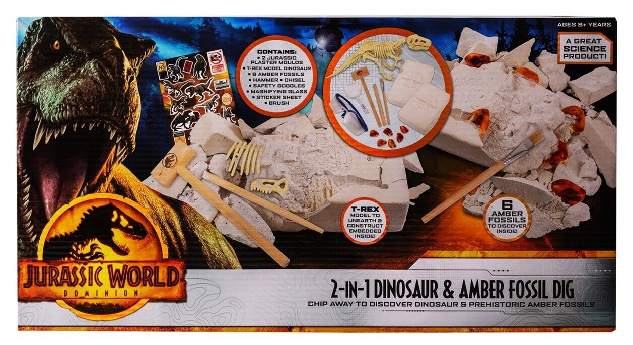 TOY JURASSIC WORLD 2 N 1 COMBO SET DINOSAUR FOSSIL & AMBER DIG