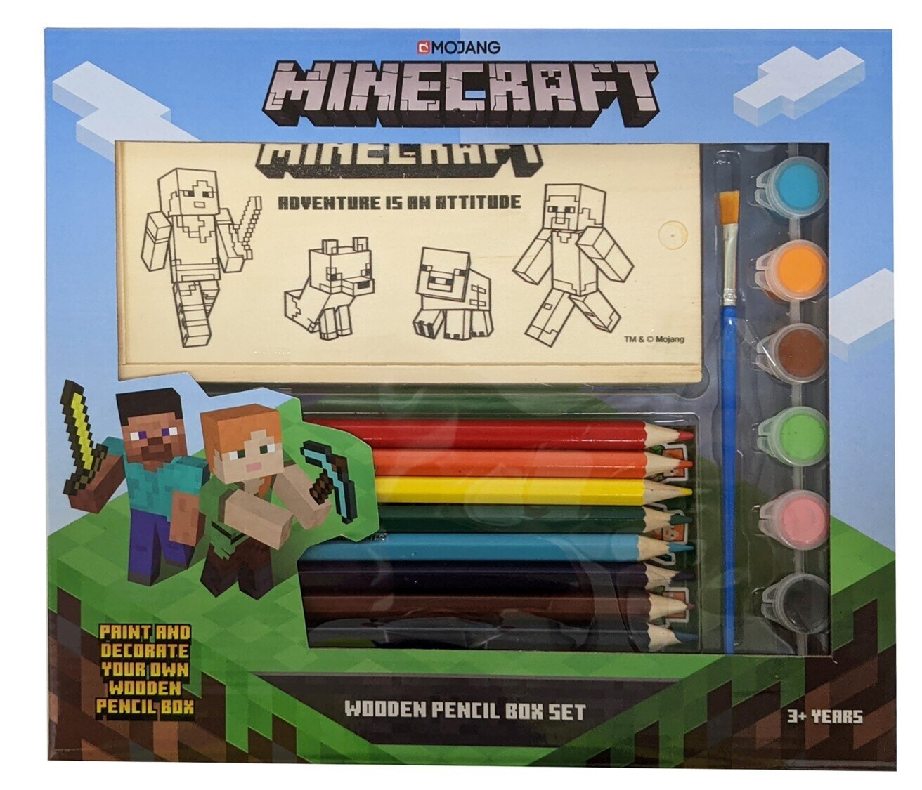 PENCIL COLOURED MINECRAFT WOODEN BOX SET
