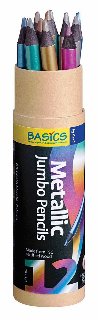 PENCIL COLOURED ZART BASICS METALLIC JUMBO ASST