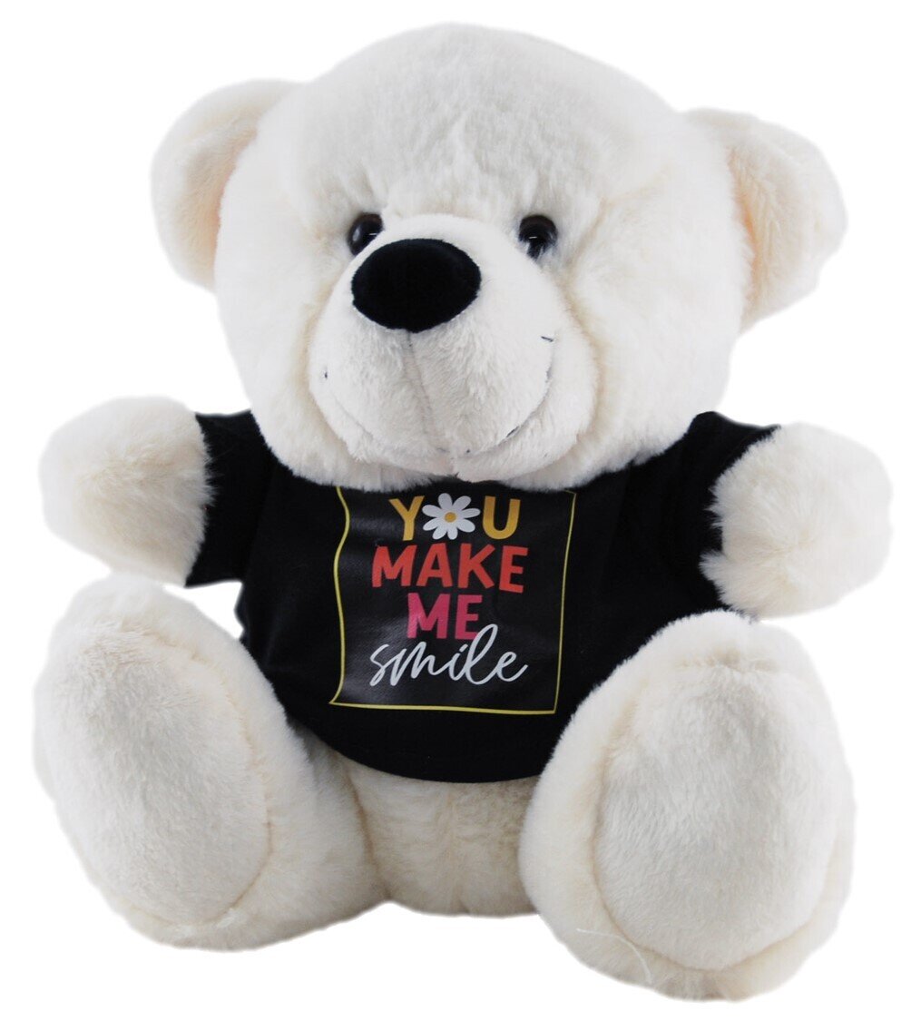 SOFT TOY ELKA 23CM BEAR MAKE ME SMILE TSHIRT WHITE