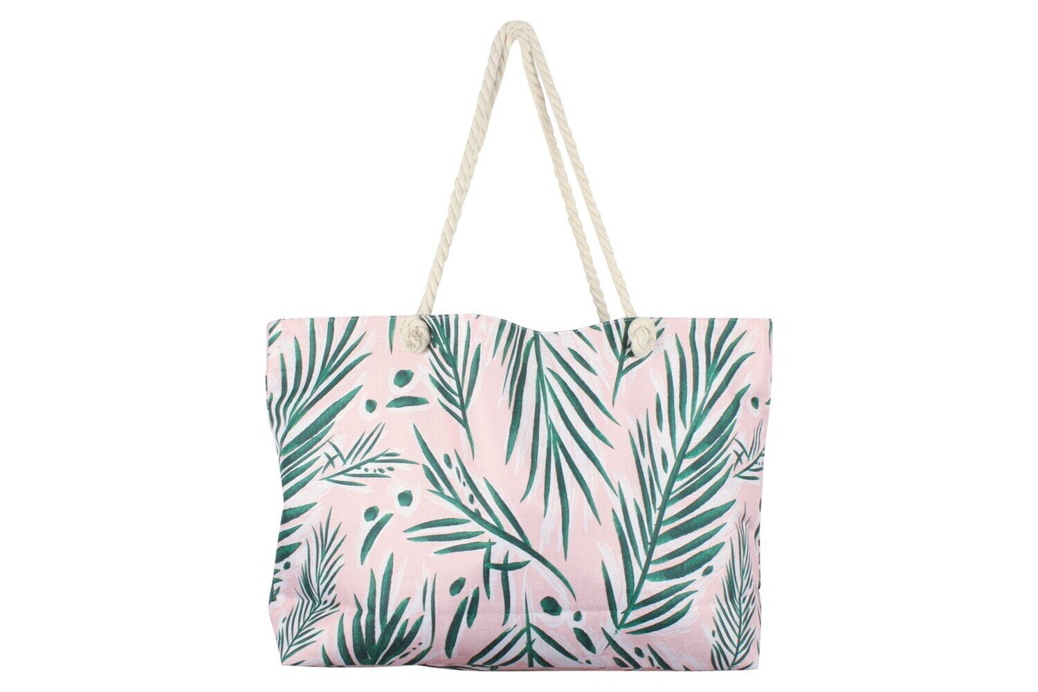 BEACH BAG GOODVIBES JUMBO 70X42X15CM WITH INNER ZIP AND PKT PAINTED PALMS
