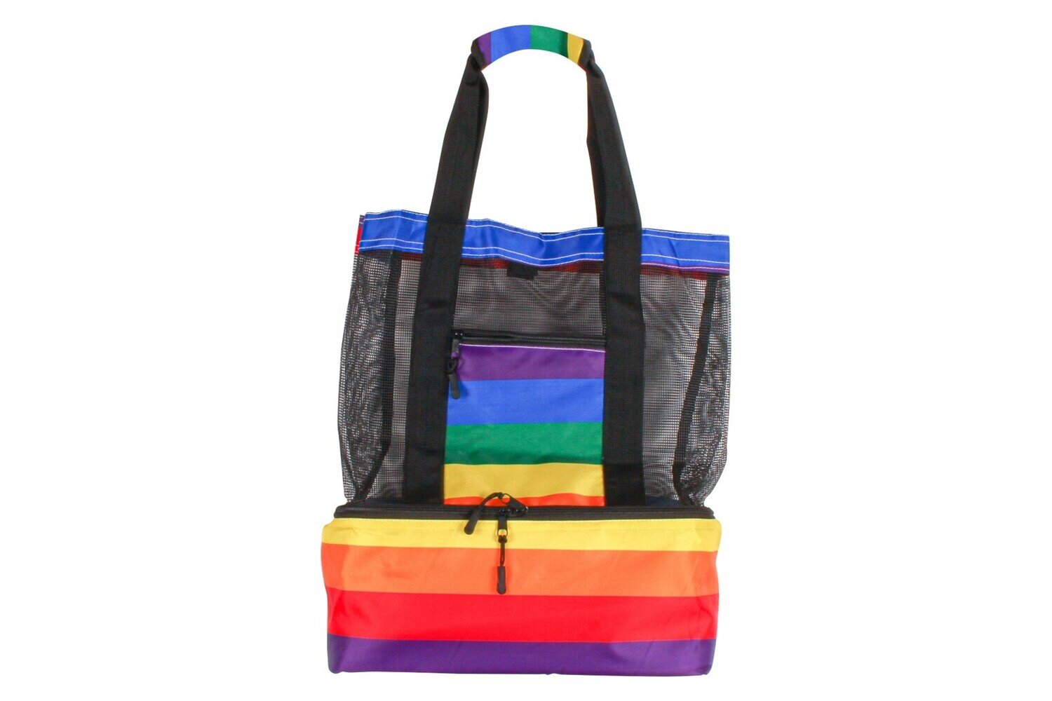 BEACH COOLER GOODVIBES 46X42X19CM WITH MESH BAG RAINBOW