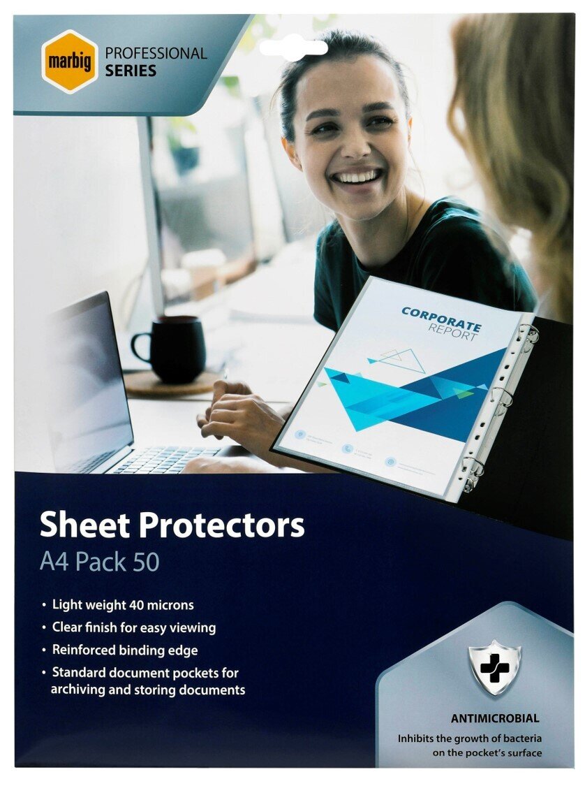 SHEET PROTECTOR MARBIG A4 PROFESSIONAL ANTIMIC PK50