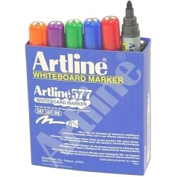 MARKER WHITEBOARD ARTLINE 577 3MM BULLET NIB ASST BX12