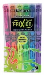 HIGHLIGHTER PILOT FRIXION LIGHT ERASABLE ASST WLT6