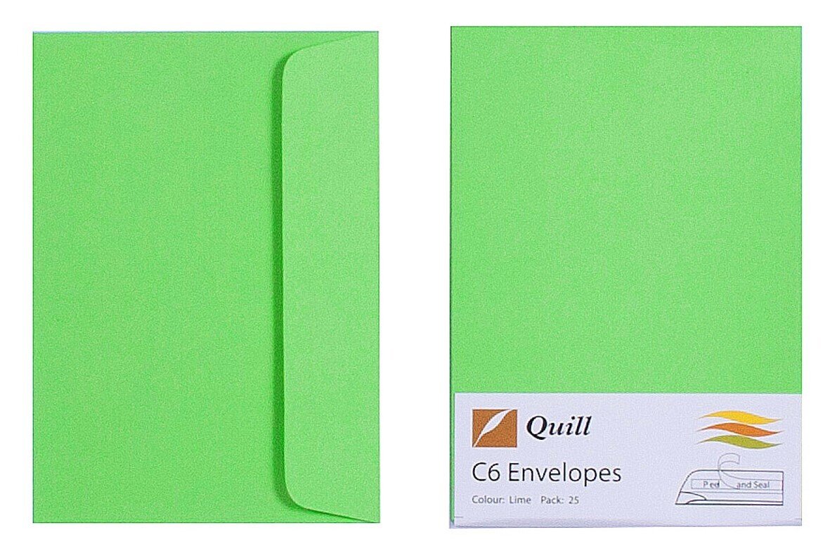 ENVELOPE QUILL C6 80GSM LIME PK25