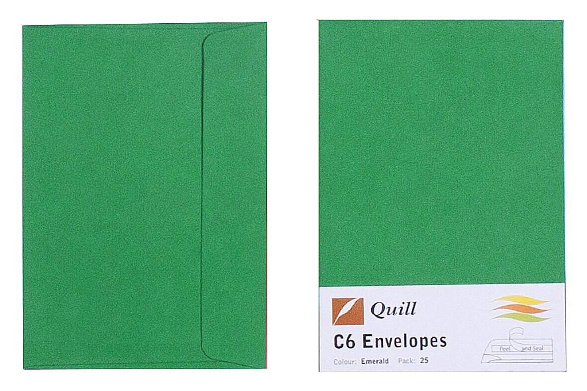 ENVELOPE QUILL C6 80GSM EMERALD PK25