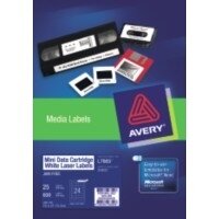 SP- LABEL AVERY LASER L7665 DATA CART MINI 24L 72X21.15MM 25'S