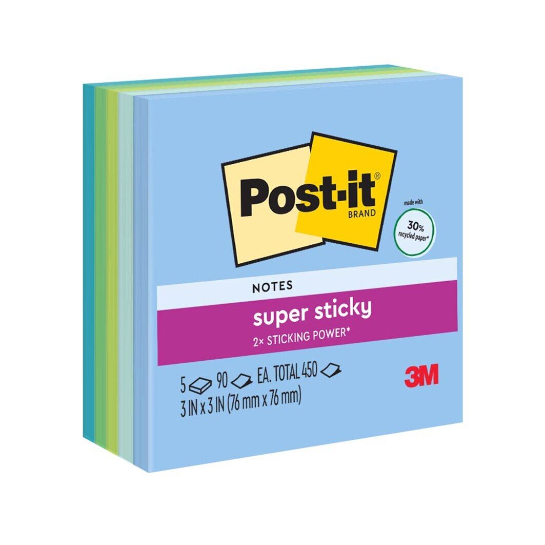 NOTES POST-IT 76X76MM SUPER STICKY 654-5SST BORA BORA PK5