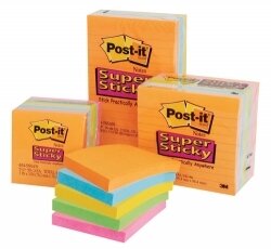 POST- IT NOTES SUPER STICKY 675-6SSAN 98X98 LINED ASST NEON PK6