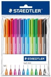 SP- PEN STAEDTLER BP STICK ICE 432 MED POLYBAG 10 ASST