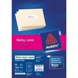 LABEL AVERY J8157-50 ADDRESS 64X24.3 33UP