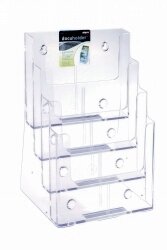 BROCHURE HOLDER DEFLECTO A4 4 POCKET 4 TIER CLEAR