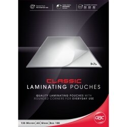 LAMINATING POUCHES GBC SIGNATURE A5 GLOSS 125 MICRON PK100