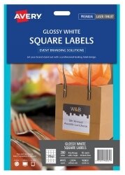 LABEL AVERY EVENTS & BRANDING L9074 SQUARE GLOSS 20 UP 45X45MM PK10