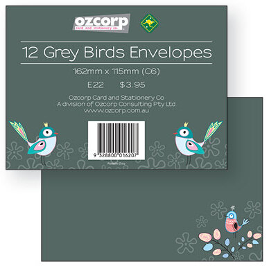 ENVELOPE OZCORP 160WX115HMM GREY BIRDS