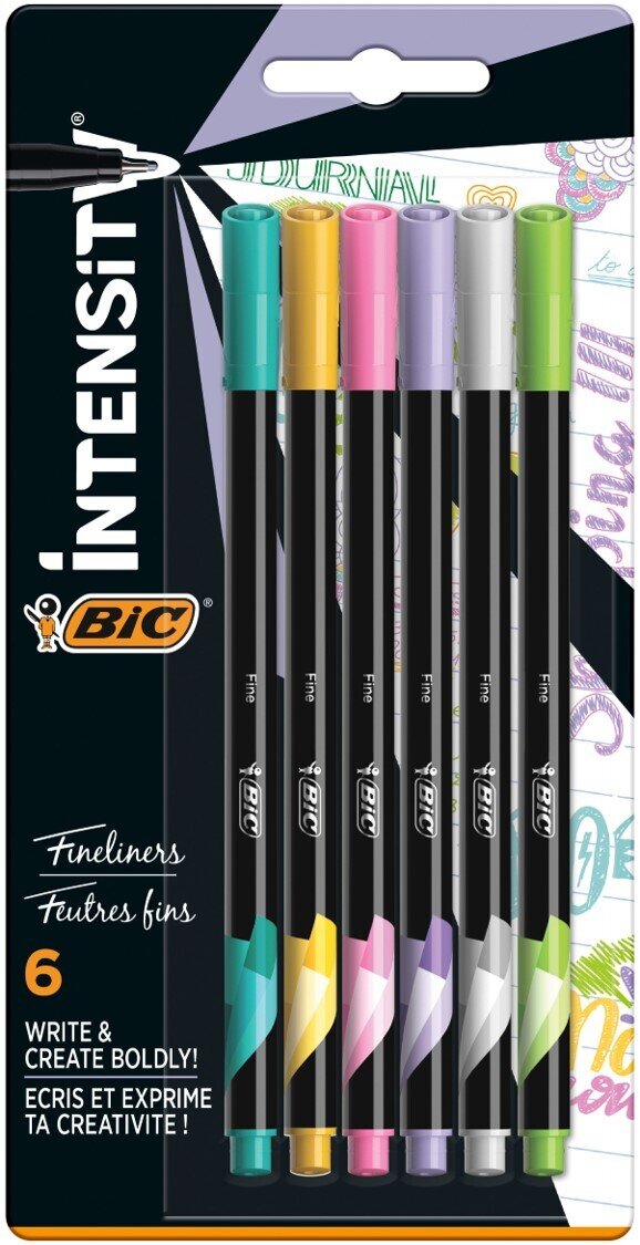 FINE LINER BIC 0.4MM ASSORTED PK 6