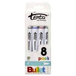 MARKER TEXTA WHITEBOARD BULLET ASST COLOURS BX8