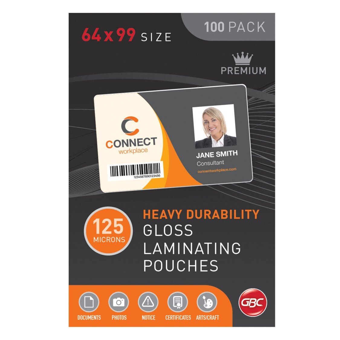 SP- LAMINATING POUCH GBC 64X99MM 125 MICRON GLOSS