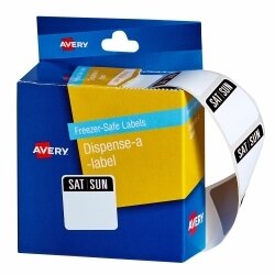 SP- LABELS AVERY DISPENSER 24X24MM SAT/SUN FREEZER-SAFE BX100