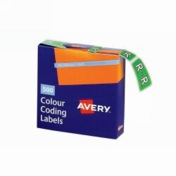 SP- LABELS COLOUR CODING AVERY 25X38MM R SIDE TAB LIGHT GREEN BX500