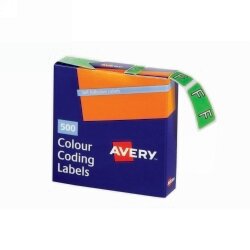 SP- LABELS COLOUR CODING AVERY 25X38MM F SIDE TAB LIGHT GREEN BX500