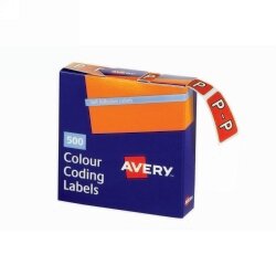 SP- LABELS COLOUR CODING AVERY 25X38MM P SIDE TAB DARK ORANGE BX500