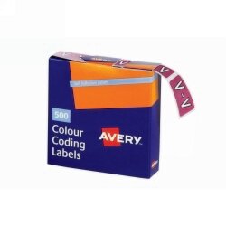 SP- LABELS COLOUR CODING AVERY 25X38MM V SIDE TAB MAUVE BX500