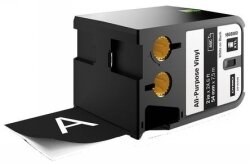 LABEL TAPE DYMO 54MM XTL ALL PURPOSE VINYL WHITE ON BLACK