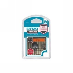 LABEL TAPE DYMO D1 DURABLE 12MMX3M BLACK ON ORANGE