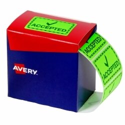 SP- LABELS AVERY 75X48.8MM ACCEPTED FLUORO GREEN 1500/ROLL