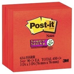SP- NOTES SUPER STICKY POST-IT 76X76MM 654-5SSRR RED PK5