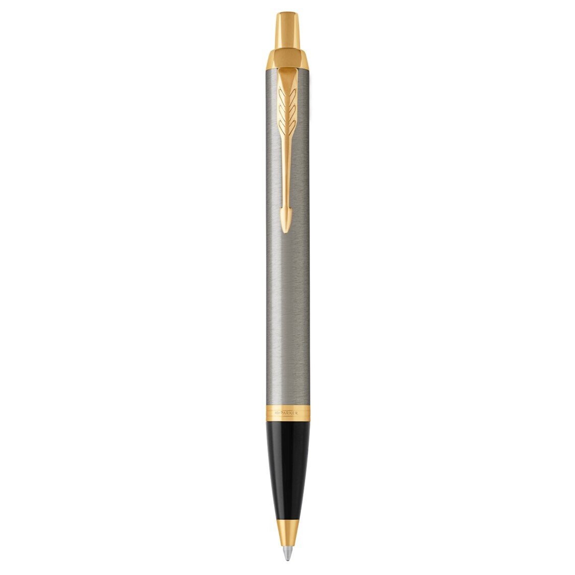 PEN PARKER IM BP BRUSHED METAL WITH G/TRIM IN GIFT BOX