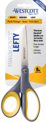 SCISSORS WESTCOTT 203MM LEFTY TITANIUM STRAIGHT GREY/YELLOW