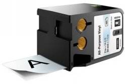 LABEL TAPE DYMO 54MM XTL ALL PURPOSE VINYL BLACK ON CLEAR
