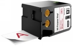 LABEL TAPE DYMO 54MM XTL ALL PURPOSE VINYL RED ON WHITE