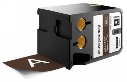 LABEL TAPE DYMO 54MM XTL ALL PURPOSE VINYL WHITE ON BROWN