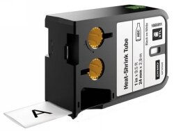 LABEL TAPE DYMO 24MM XTL HEAT SHRINK TUBE BLACK ON WHITE