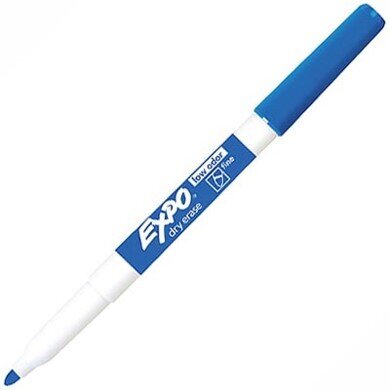 MARKER WHITEBOARD EXPO DRY ERASE FINE BULLET TIP BLUE BX12
