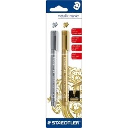 MARKER STAEDTLER METALLIC SILVER & GOLD PK2